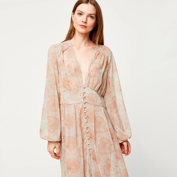 Free People long sleeve floral print semi-sheer longline duster - Picture 10 of 16